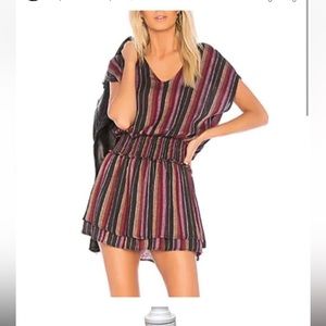 Rails Womens Lucca Brava Stripe Smocked Mini Dress Linen Blend Size Small